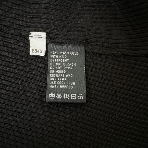 August Silk Petite Cardigan Sweater Large PL Black White Ruffle Collar Cuffs - Picture 6 of 6